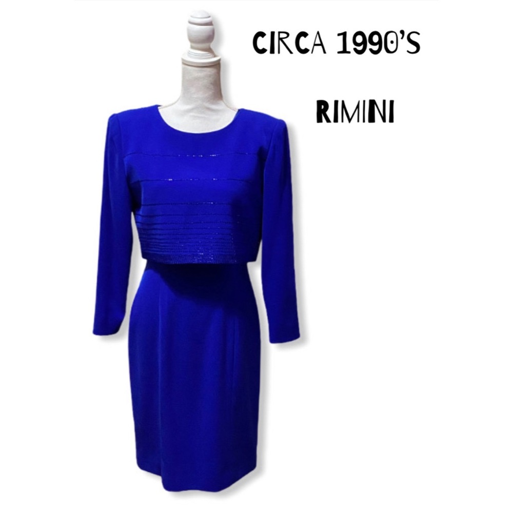 Rimini Royal Blue Attached Jacket Beaded MidiDress
